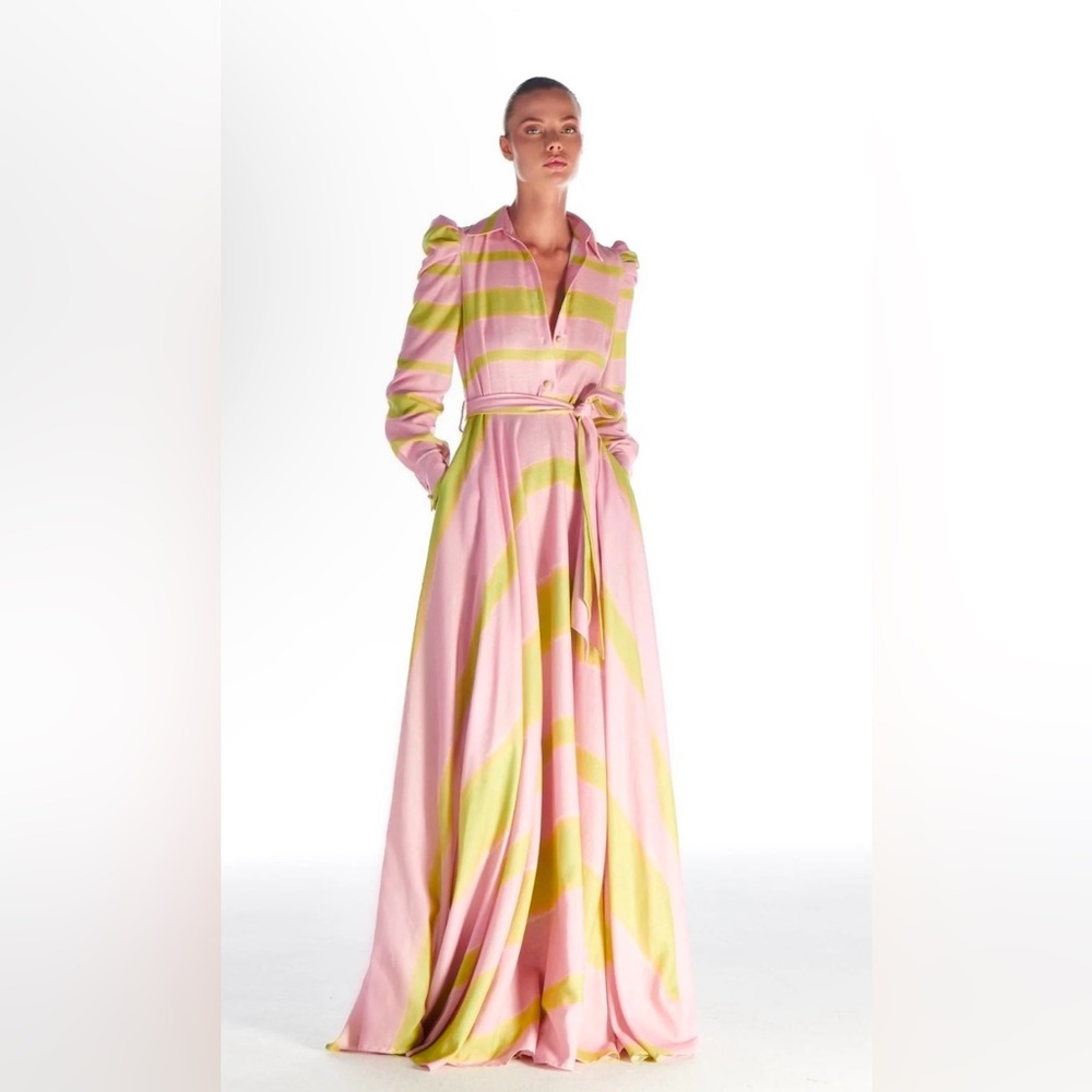 JULLIET DRESS- PINK PATTERNED MAXI DRESS